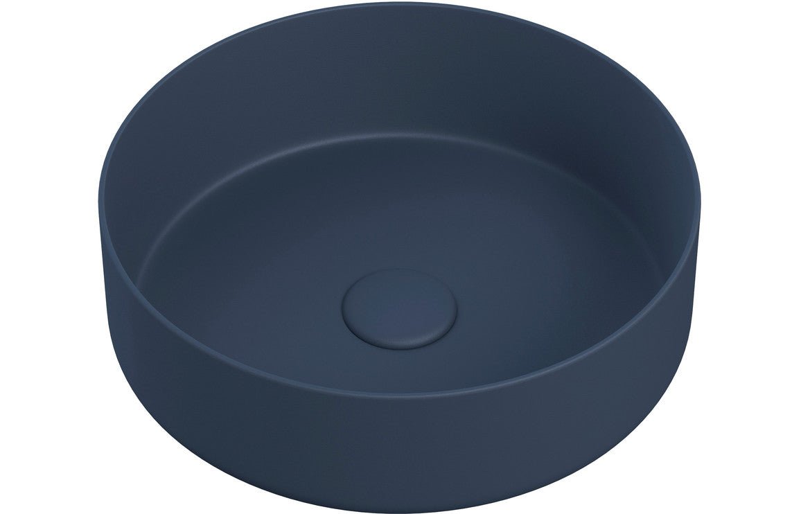 Zeta Matt Deep Blue Ceramic Basin & Waste 355mm - bathandtile