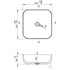 zeta matt white ceramic square washbowl waste 400mm, Alessio, Basins, Counter Top Bowl , 5
