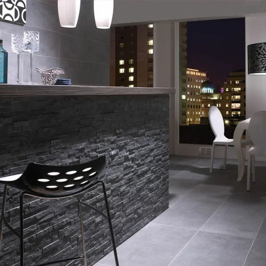 ledgestone black slate split face 150x300mm tiles, Decor Tiles, Porcelain Tiles, Split Face Tiles, Wall Tiles, Black Tiles, 1